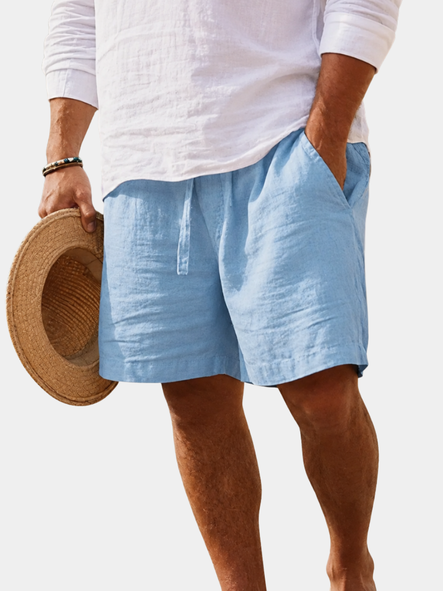 Men's Shorts in Cotton and Linen Blend, Relaxed Summer Fit