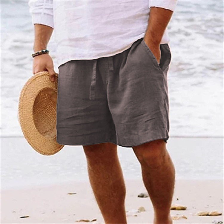 Men's Shorts in Cotton and Linen Blend, Relaxed Summer Fit