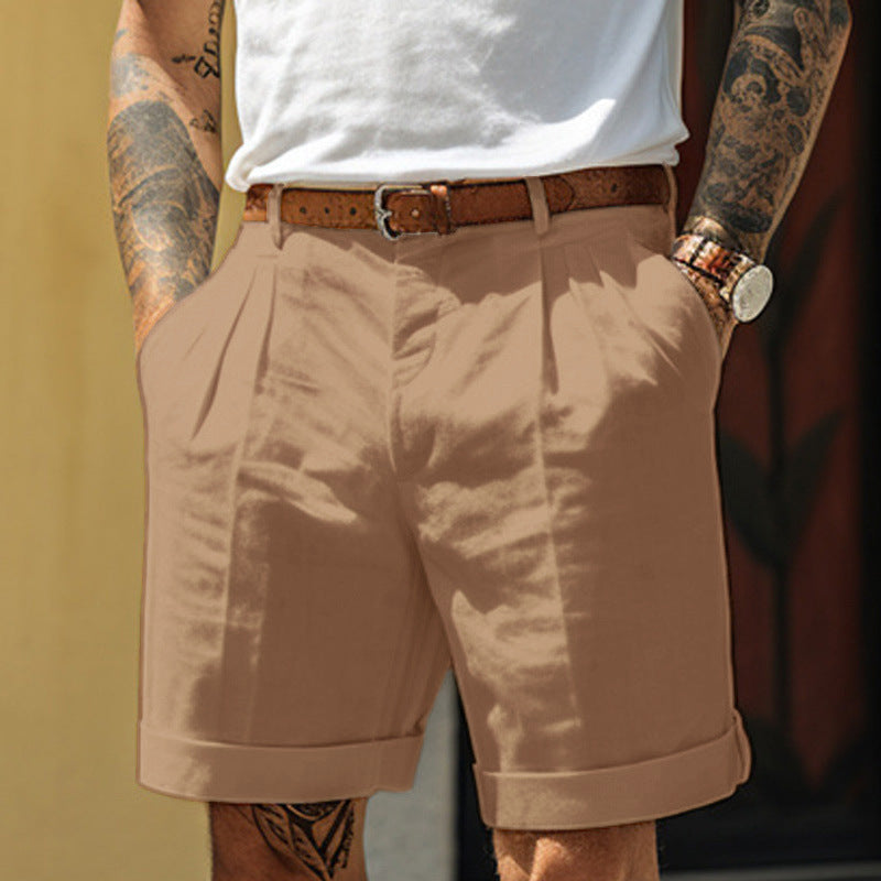 Men's Shorts in Cotton with Pleated Front, Smart-Casual