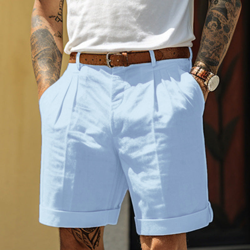 Men's Shorts in Cotton with Pleated Front, Smart-Casual