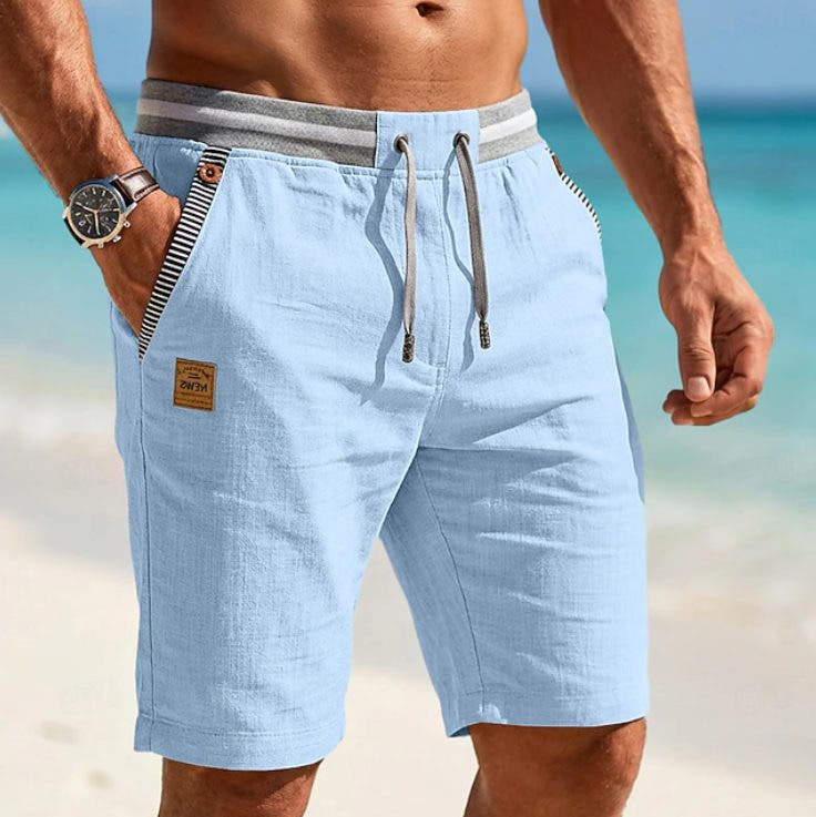 Men's Shorts in Linen with Drawstring, Relaxed Summer Fit