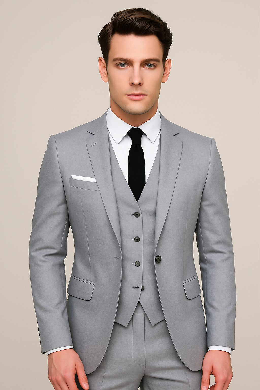 Men's Three-Piece Formal Suit, Single-Breasted Tailored Fit