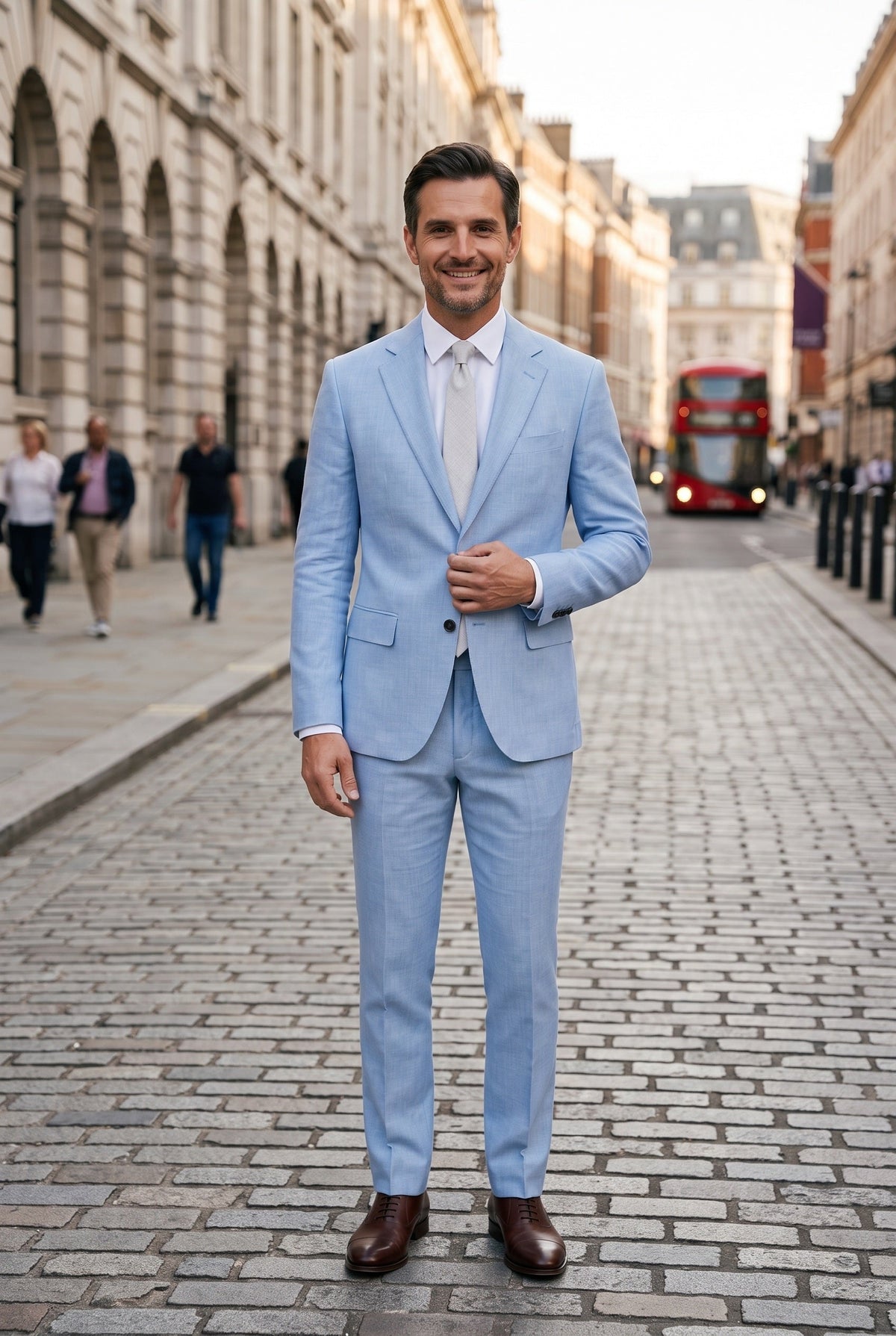 Men's Linen-Look Slim Fit Two-Piece Suit for Summer Weddings