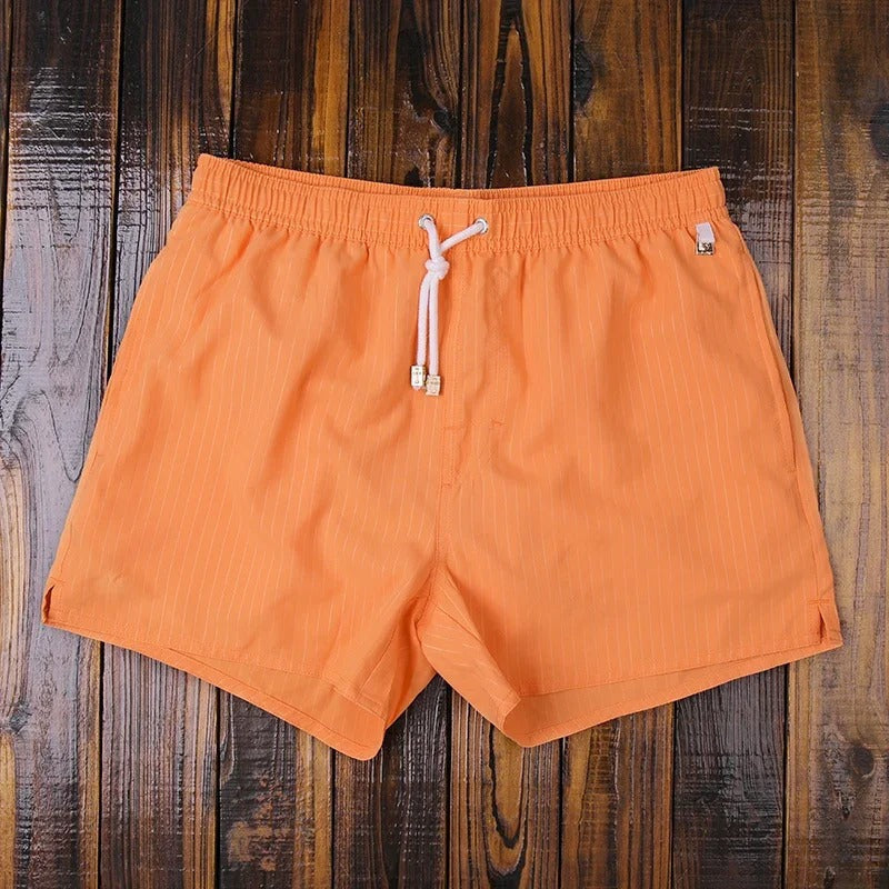 Men's Striped Swim Shorts, Relaxed Fit with Adjustable Drawstring