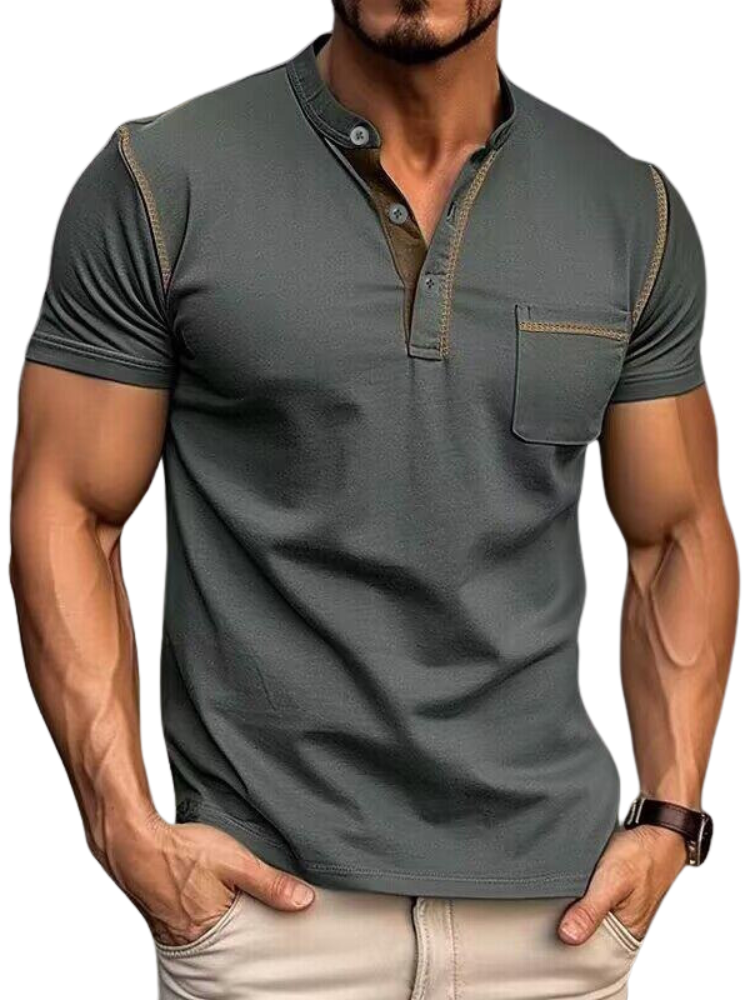 Men's T Shirts Lightweight Regular Fit, Short Sleeve Henley