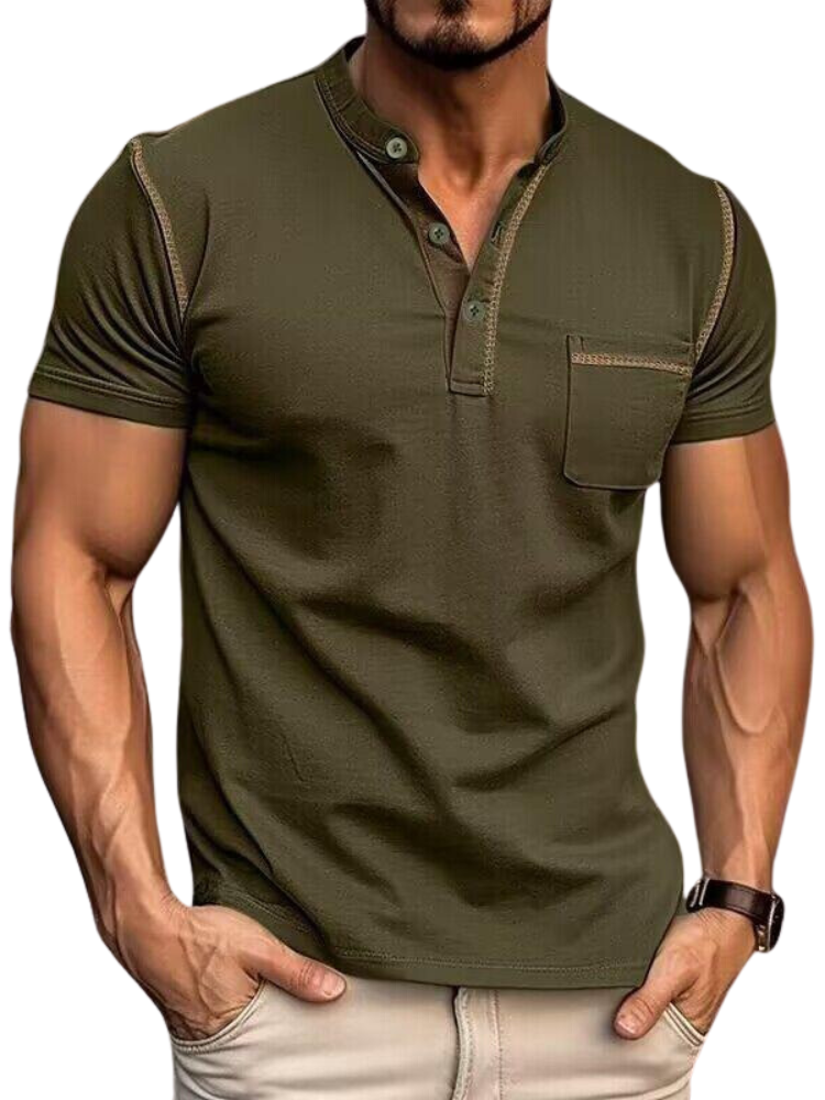Men's T Shirts Lightweight Regular Fit, Short Sleeve Henley