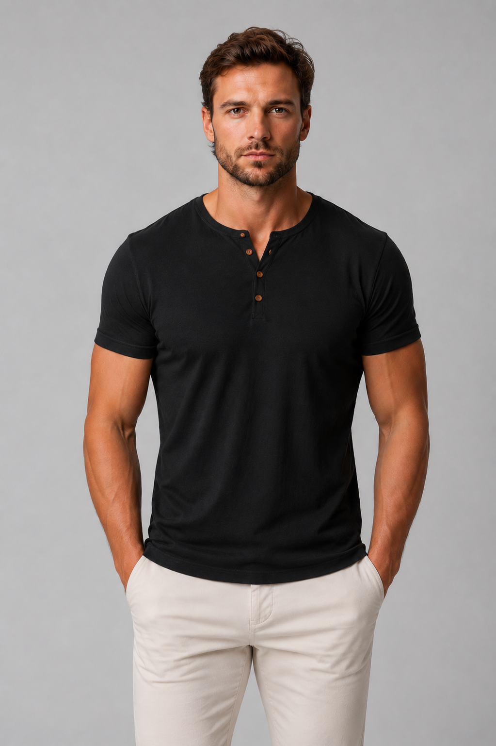 Men's T Shirts Lightweight Slim Fit Henley with Short Sleeves
