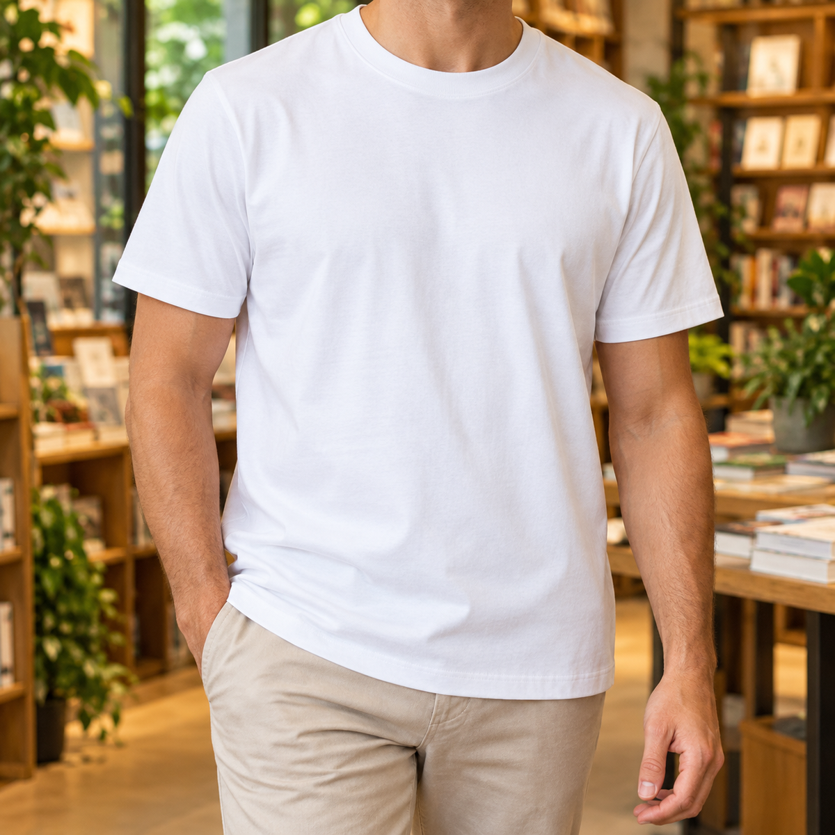 Men's T Shirts Pure Cotton, Relaxed Fit with Crew Neck and Short Sleeves