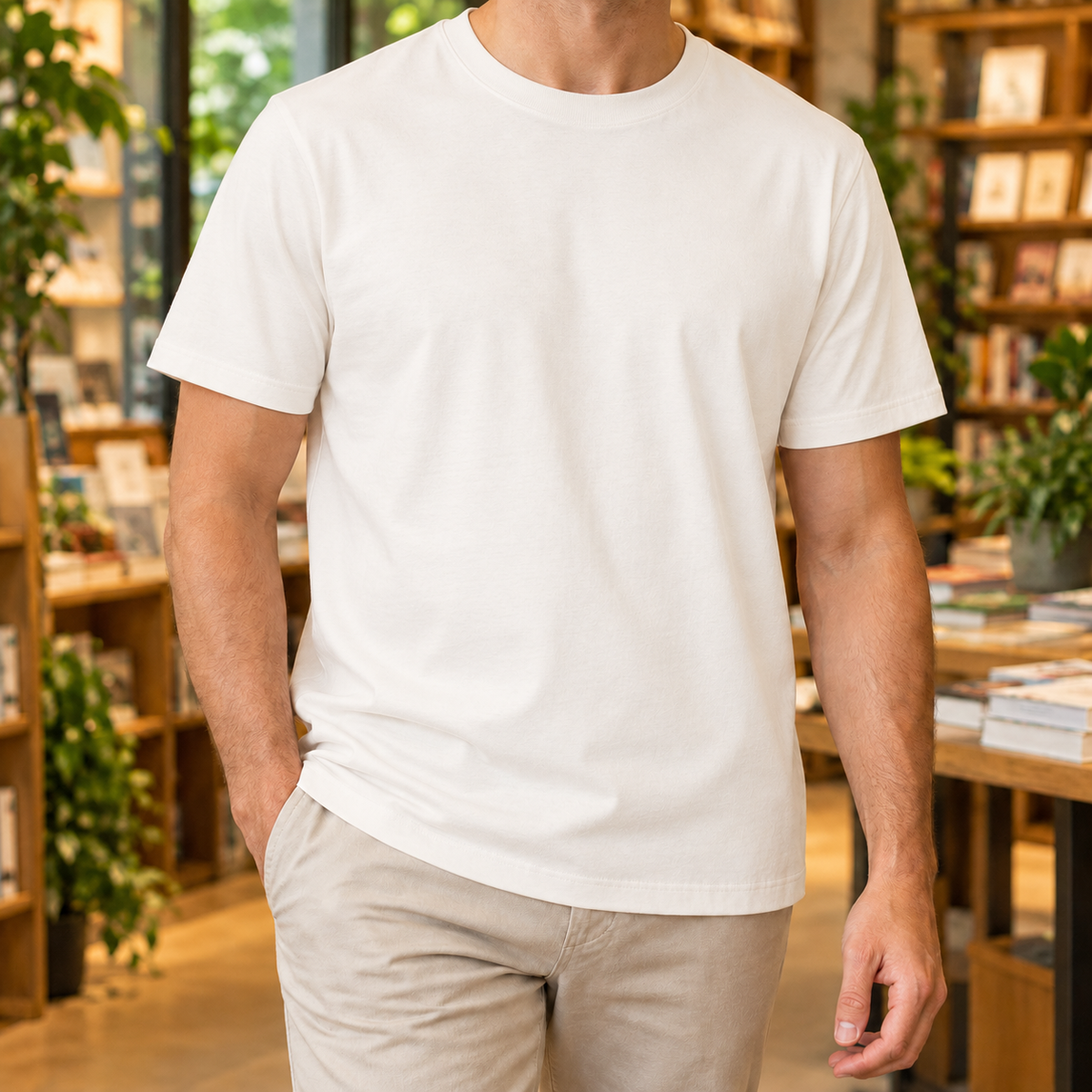 Men's T Shirts Pure Cotton, Relaxed Fit with Crew Neck and Short Sleeves