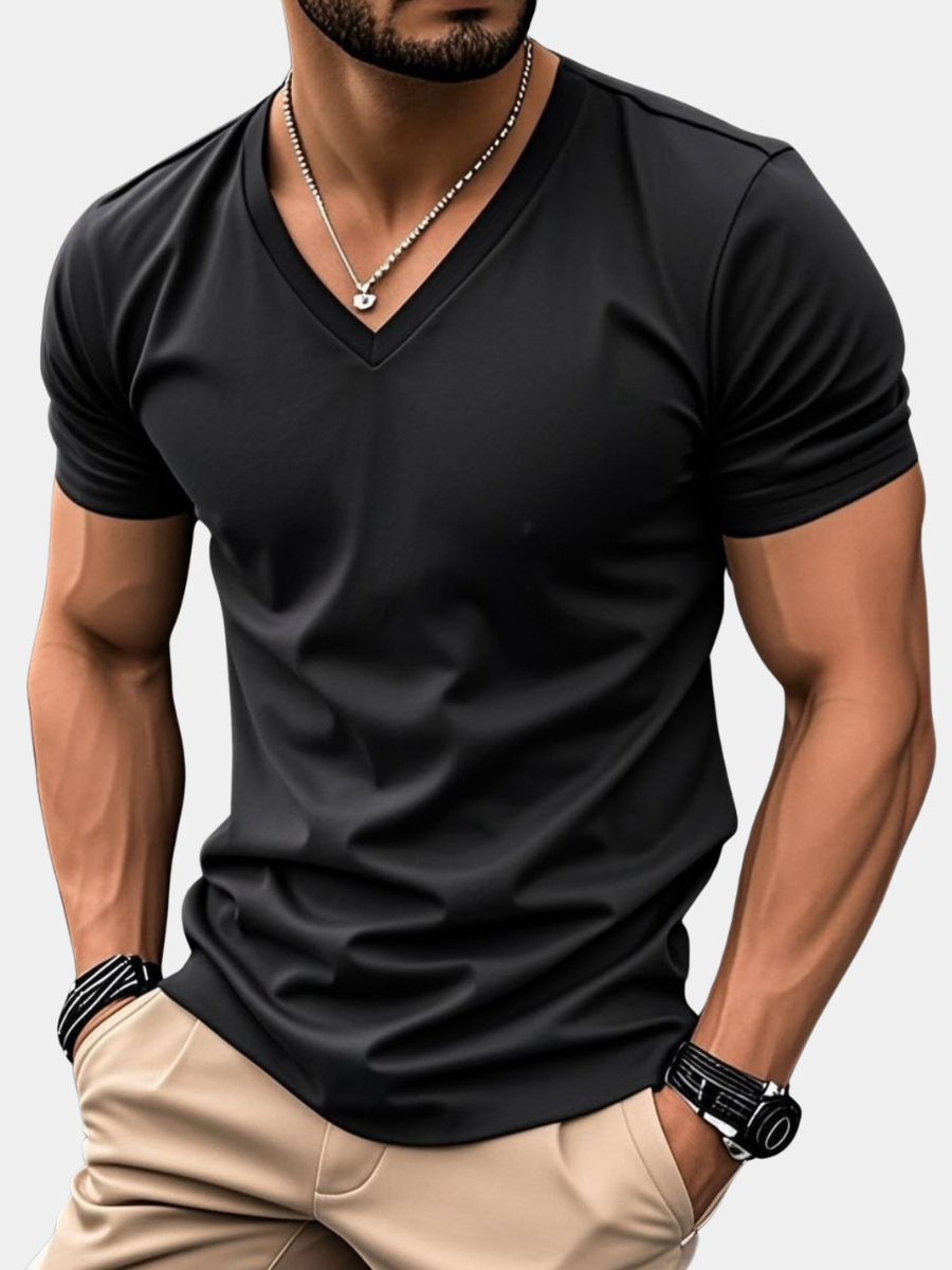 Men's T Shirts Quick-Drying, Fitted V-Neck with Short Sleeves