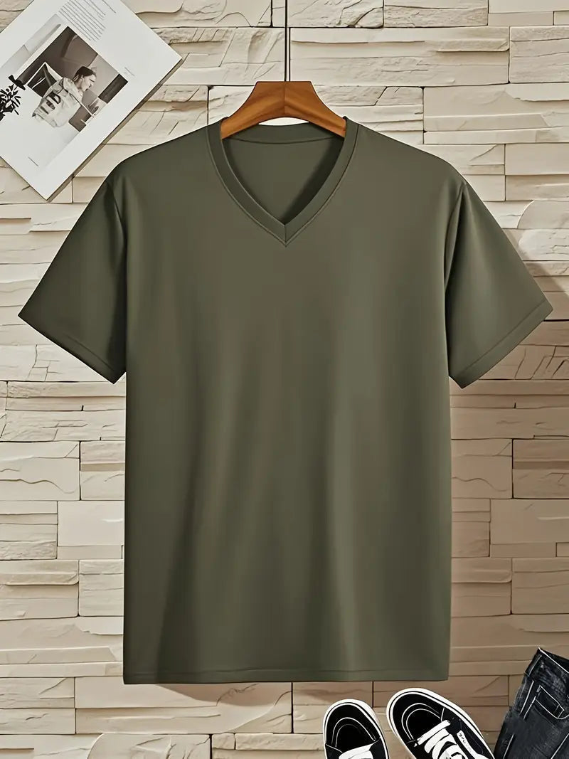 Men's T Shirts Quick-Drying, Fitted V-Neck with Short Sleeves