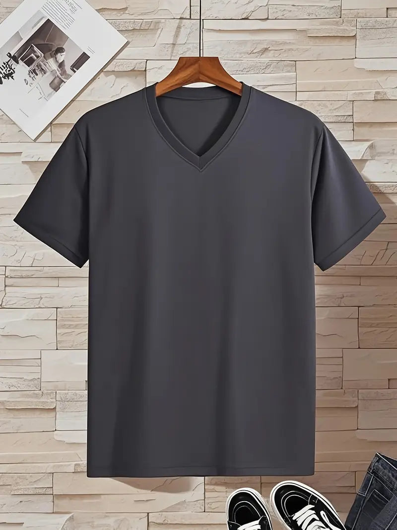 Men's T Shirts Quick-Drying, Fitted V-Neck with Short Sleeves