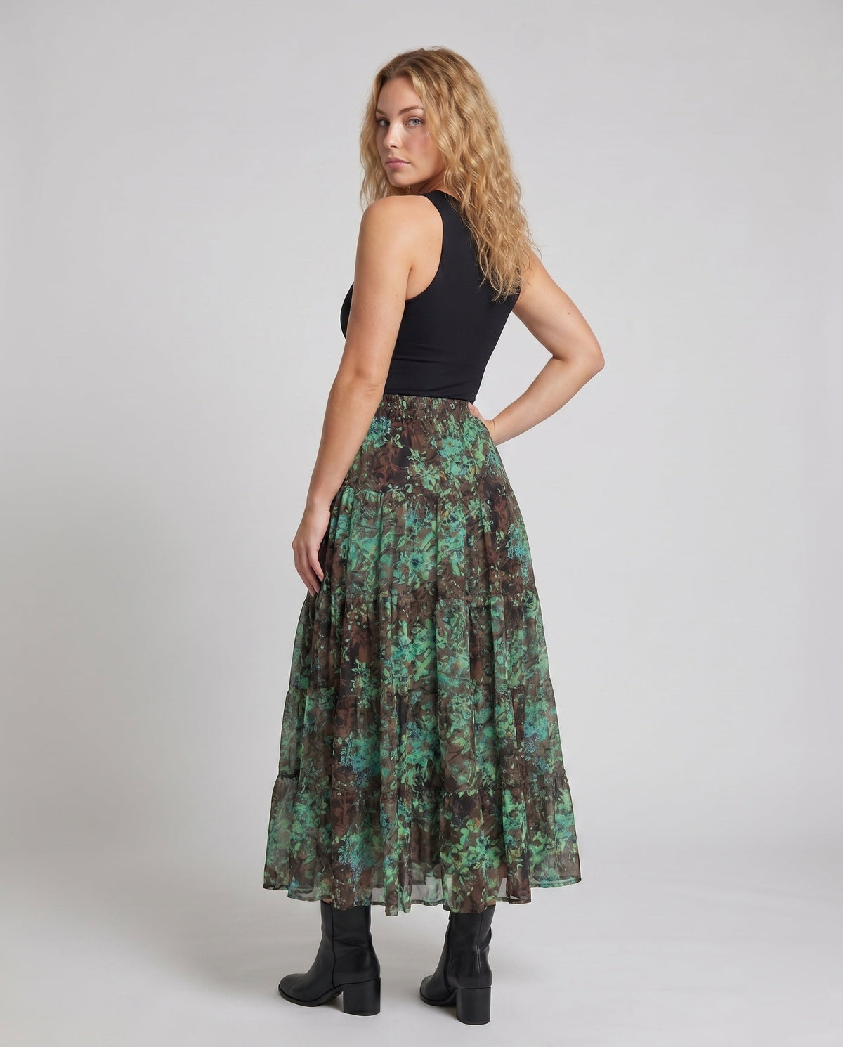 Midi Skirt with Voluminous Pleats for Women