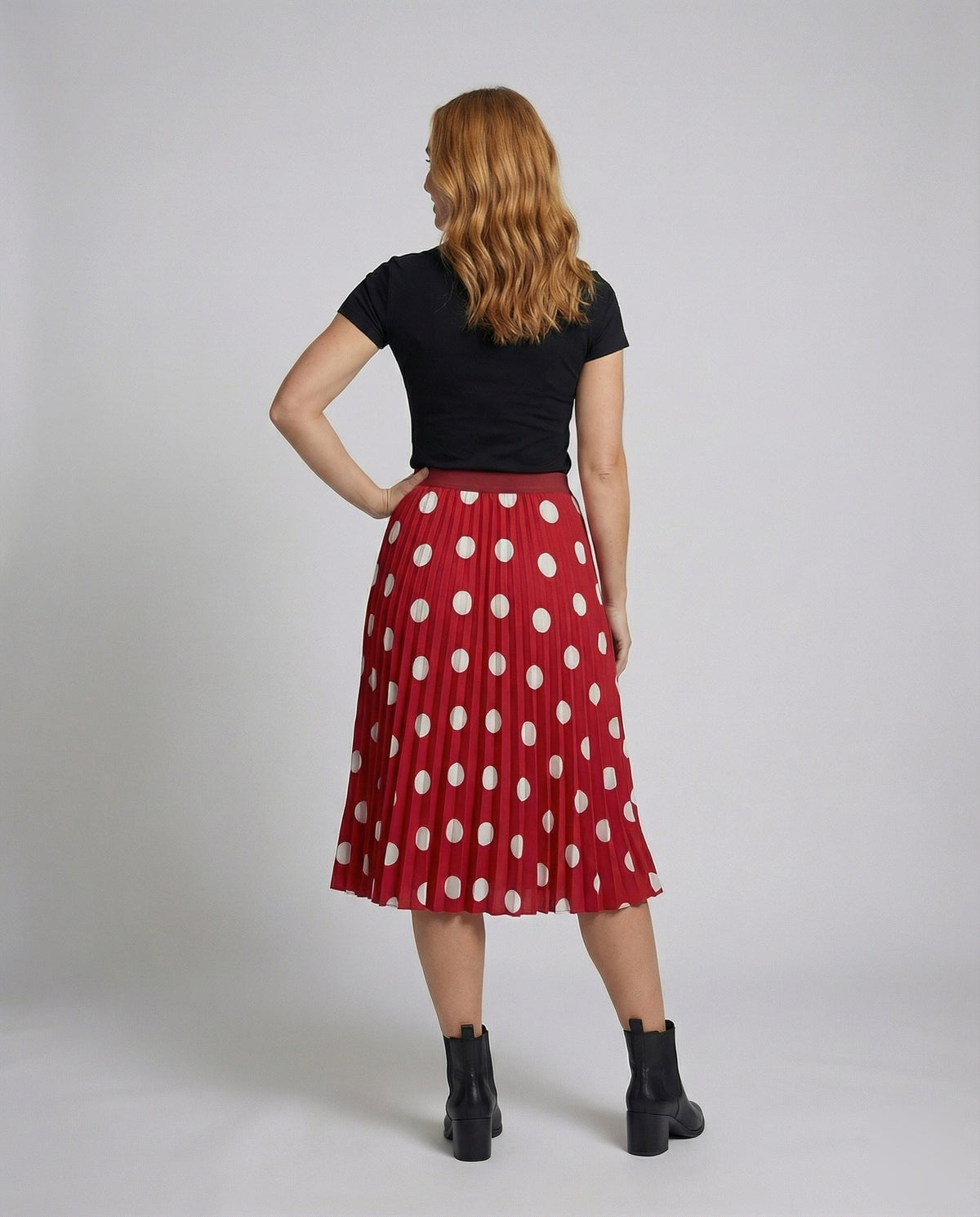 Midi Skirt with Pleats and A-Line Cut for Women