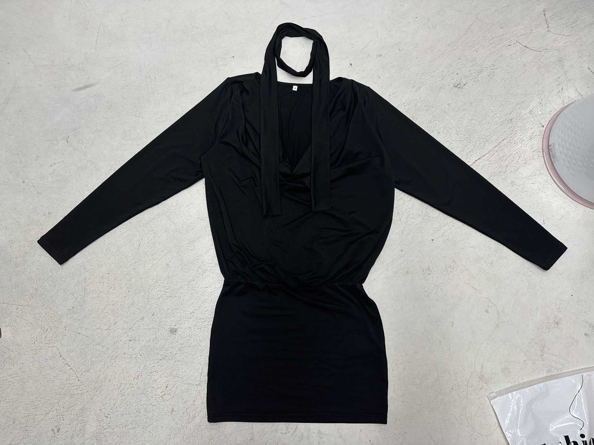 Mini Dress with Long Sleeves and Waist Ruching for Women