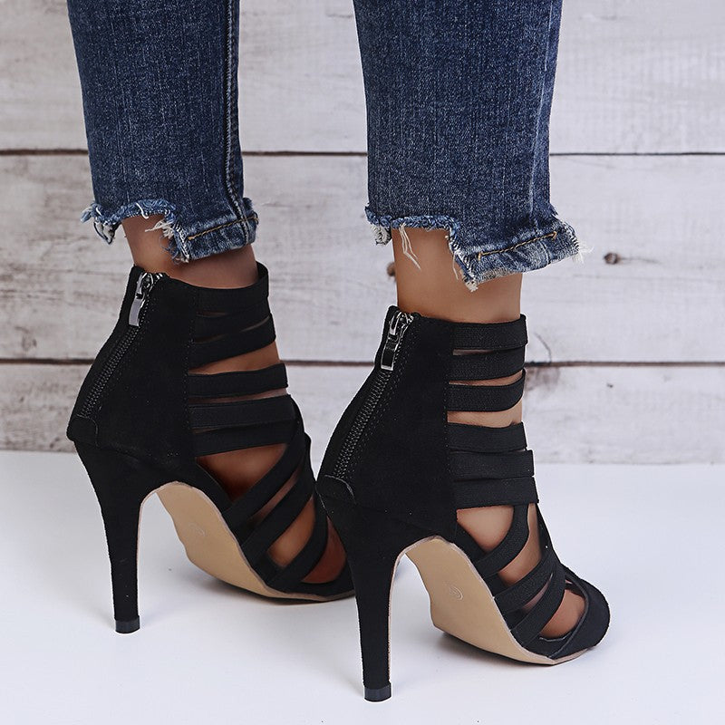 Sandals with High Heels and Elasticated Straps for Women