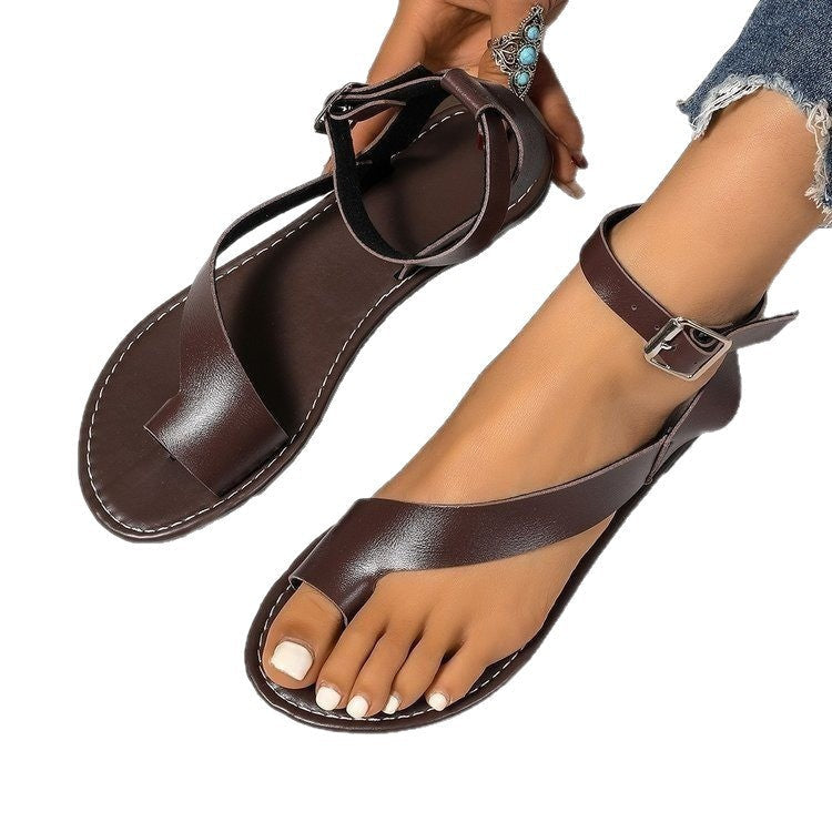 Sandals with Open Straps and Buckle Fastening for Women
