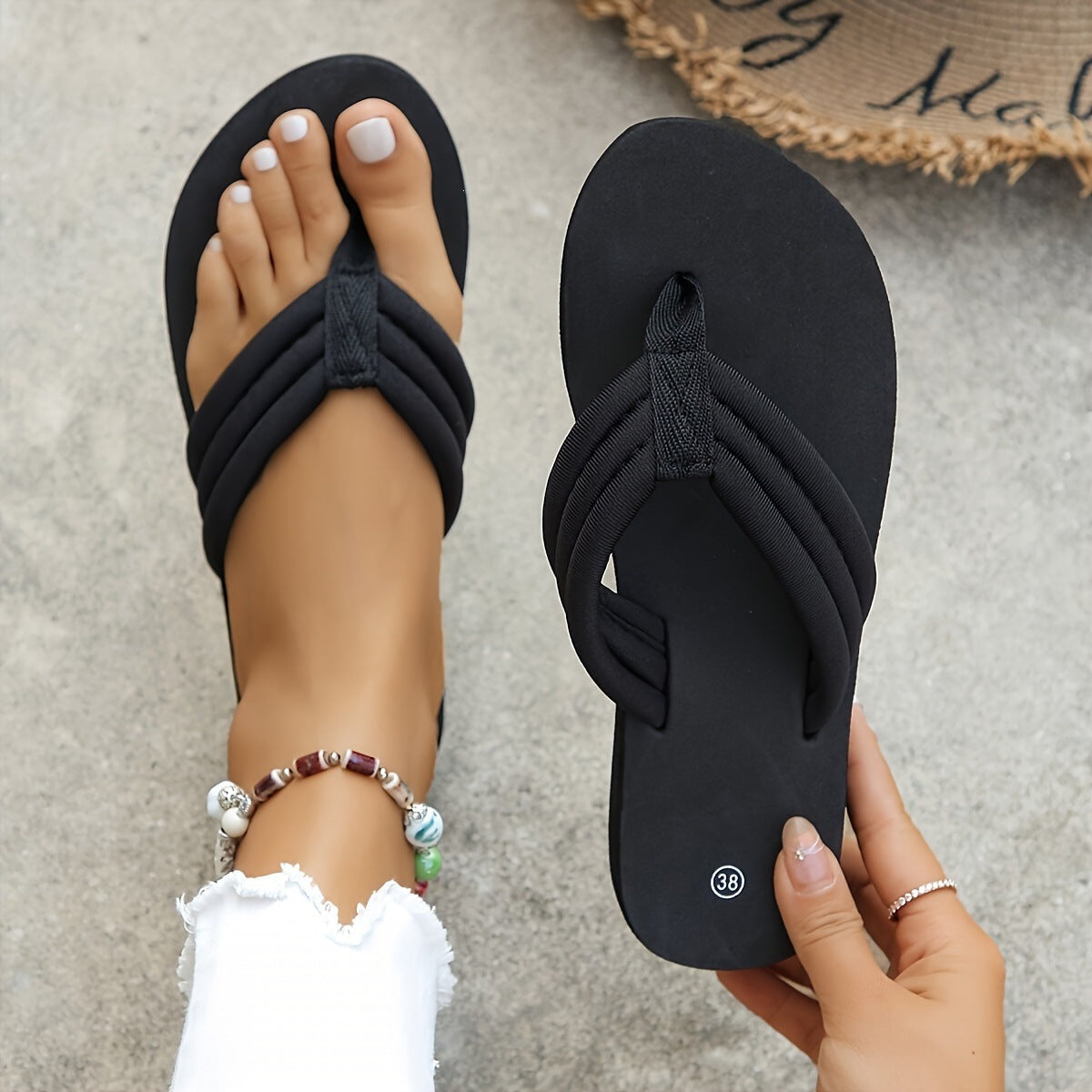 Sandals with Woven Straps and Cushioned Footbed for Women