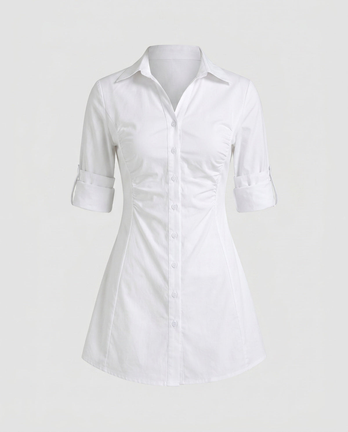Shirt Dress with Fitted Waist and Classic Collar for Women