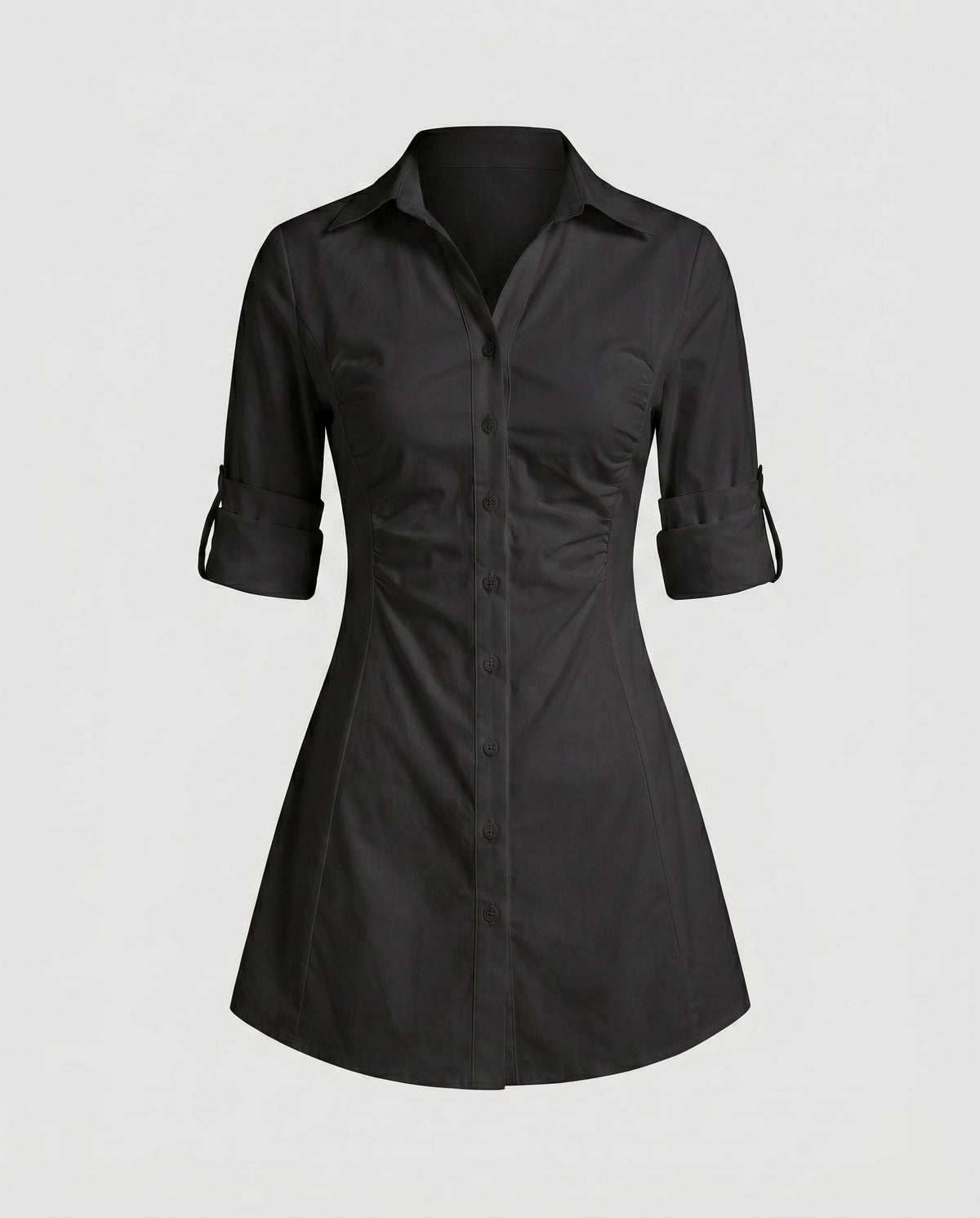 Shirt Dress with Fitted Waist and Classic Collar for Women