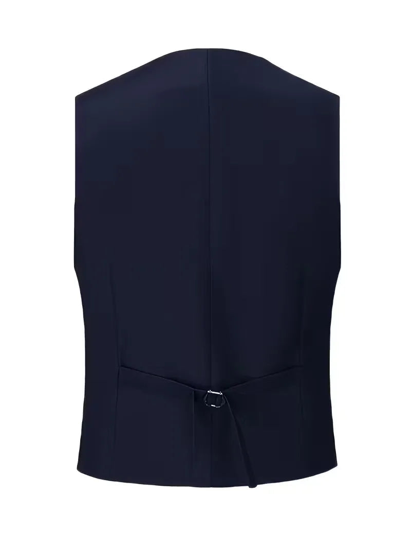 Men's Slim Fit Three-Piece Suit with Double-Breasted Waistcoat