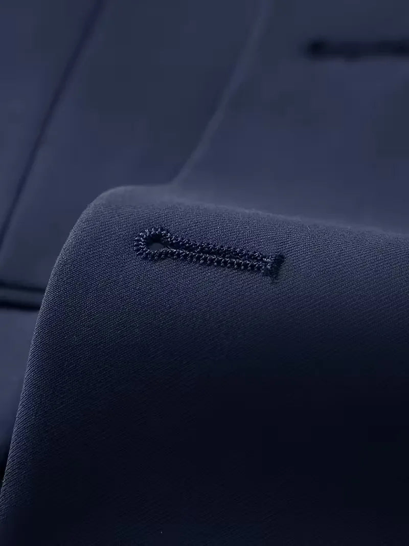 Men's Slim Fit Three-Piece Suit with Double-Breasted Waistcoat