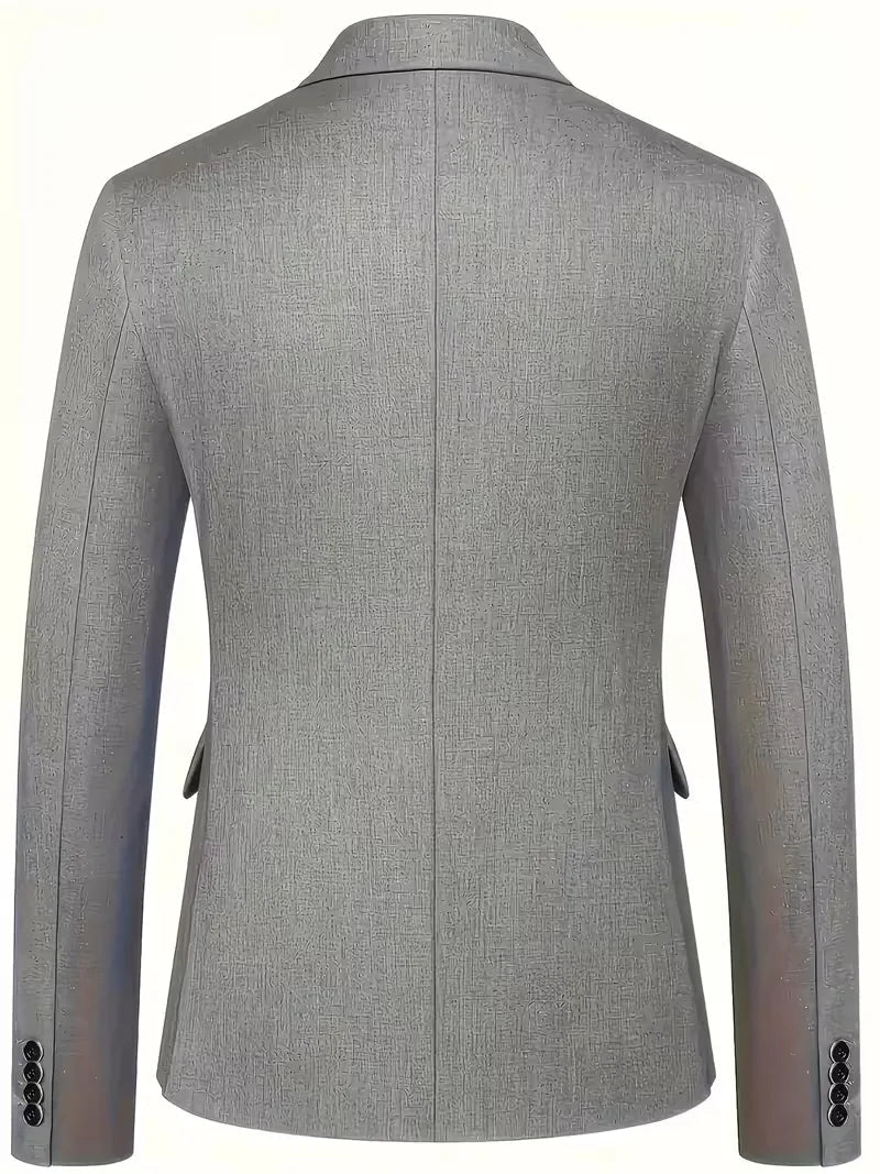 Men's Slim Fit Three-Piece Suit with Double-Breasted Waistcoat