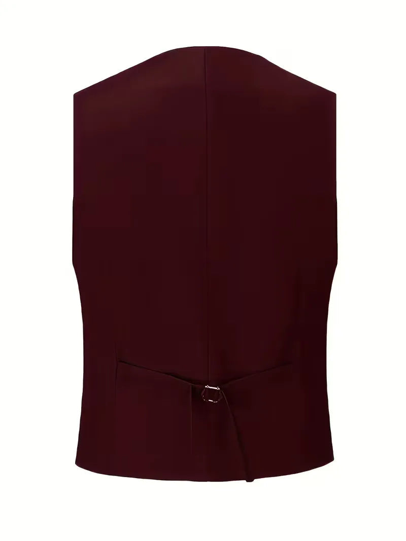 Men's Slim Fit Three-Piece Suit with Double-Breasted Waistcoat
