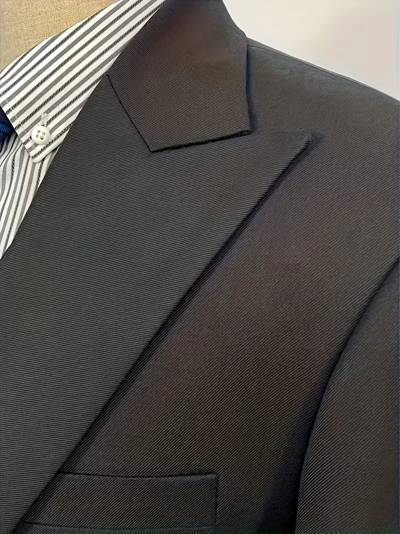 Men's Slim Fit Three-Piece Suit with Double-Breasted Waistcoat