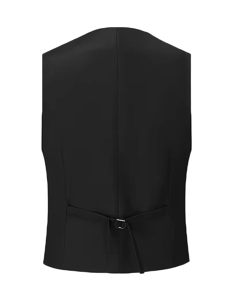 Men's Slim Fit Three-Piece Suit with Double-Breasted Waistcoat