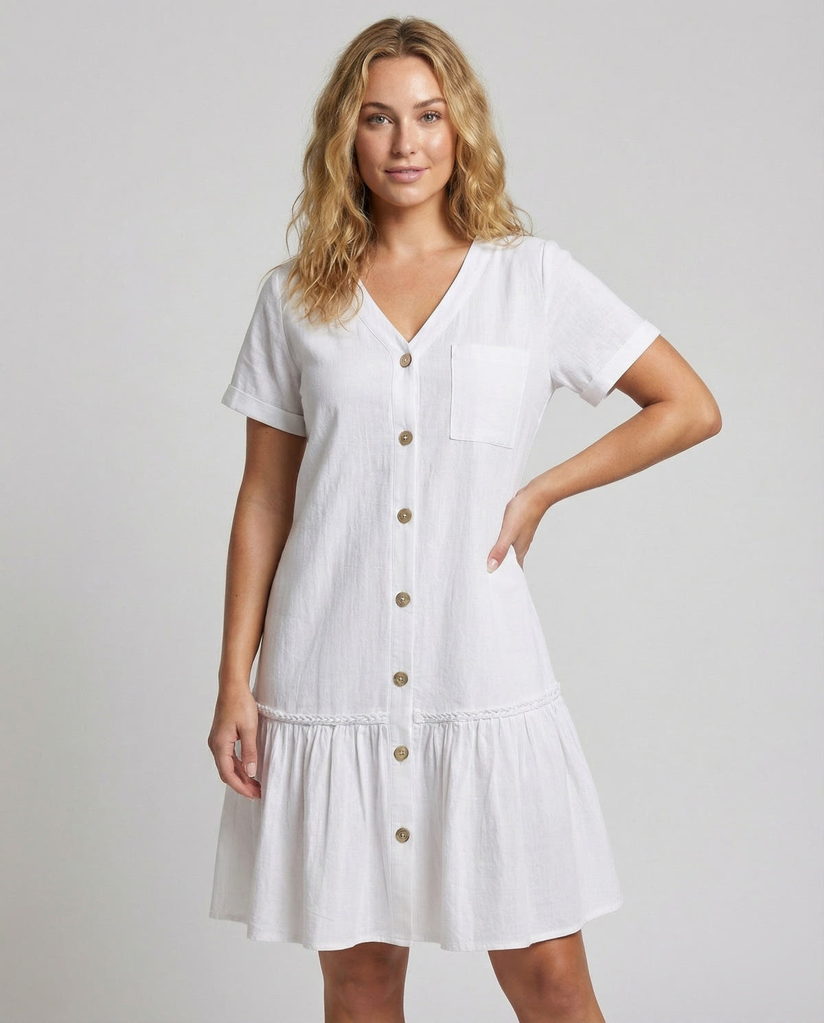 Summer Dress with A-Line Cut and Tiered Skirt for Women