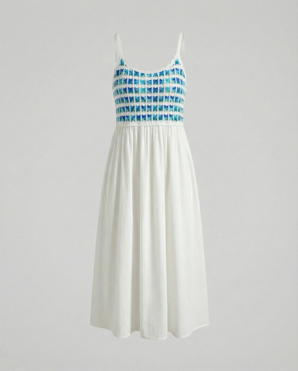 Summer Dress with Crochet and Floral Embroidery for Women
