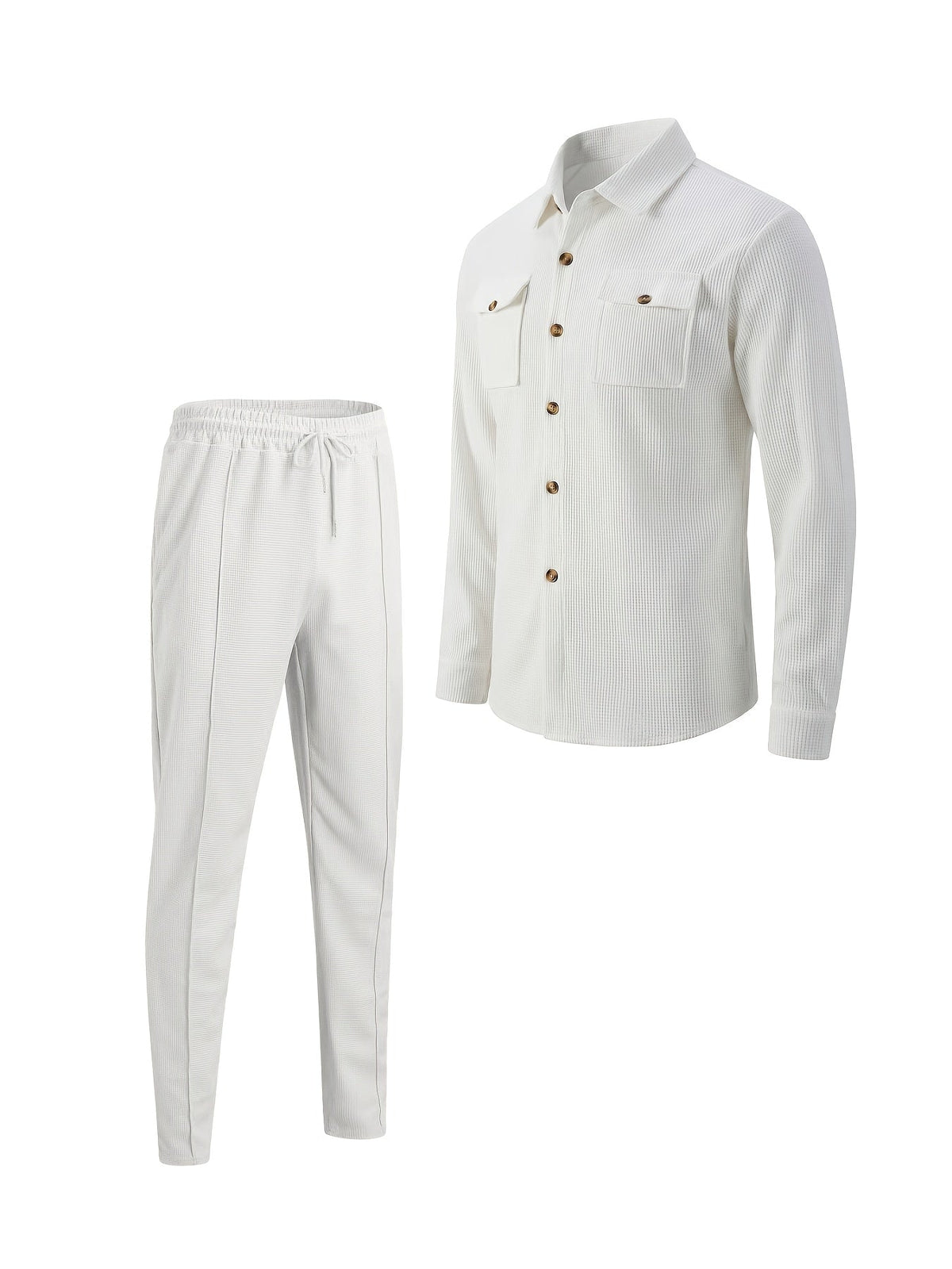 Men's Textured Two-Piece Shirt and Trouser Set