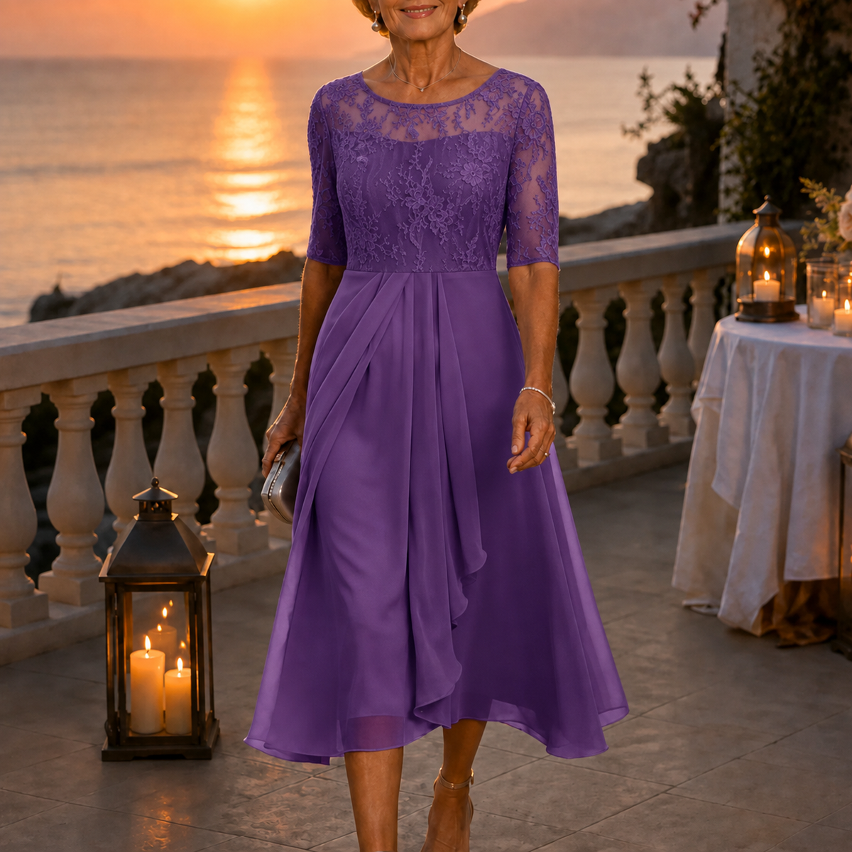 Wedding Guest Dress with Floral Print, Zip and A-Line Cut