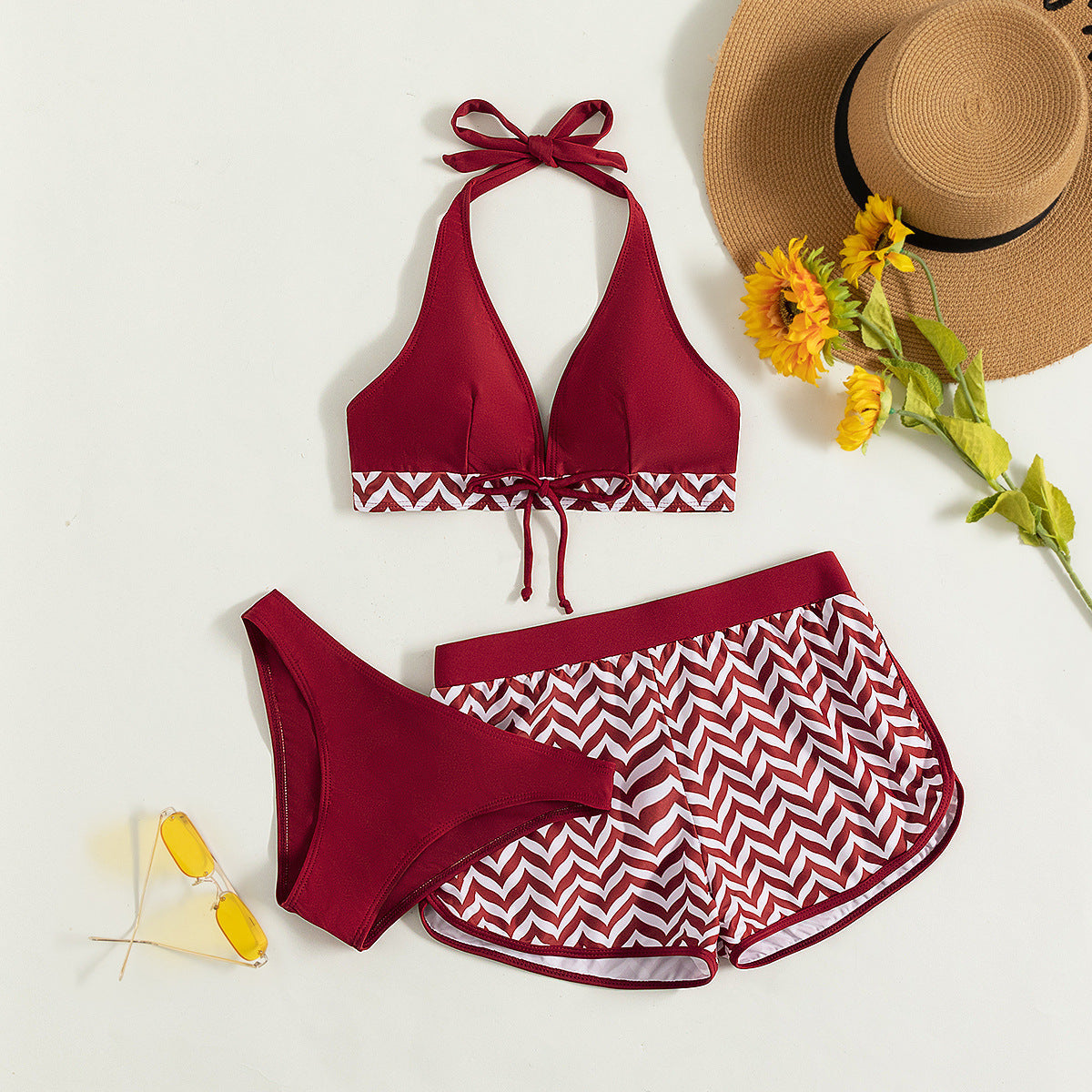 Bikini Set with V-Neck and Tie Neck for Women
