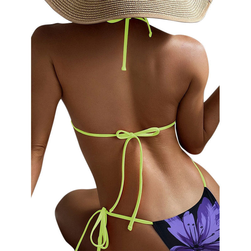 Bikini with Floral Print and Adjustable Straps for Women