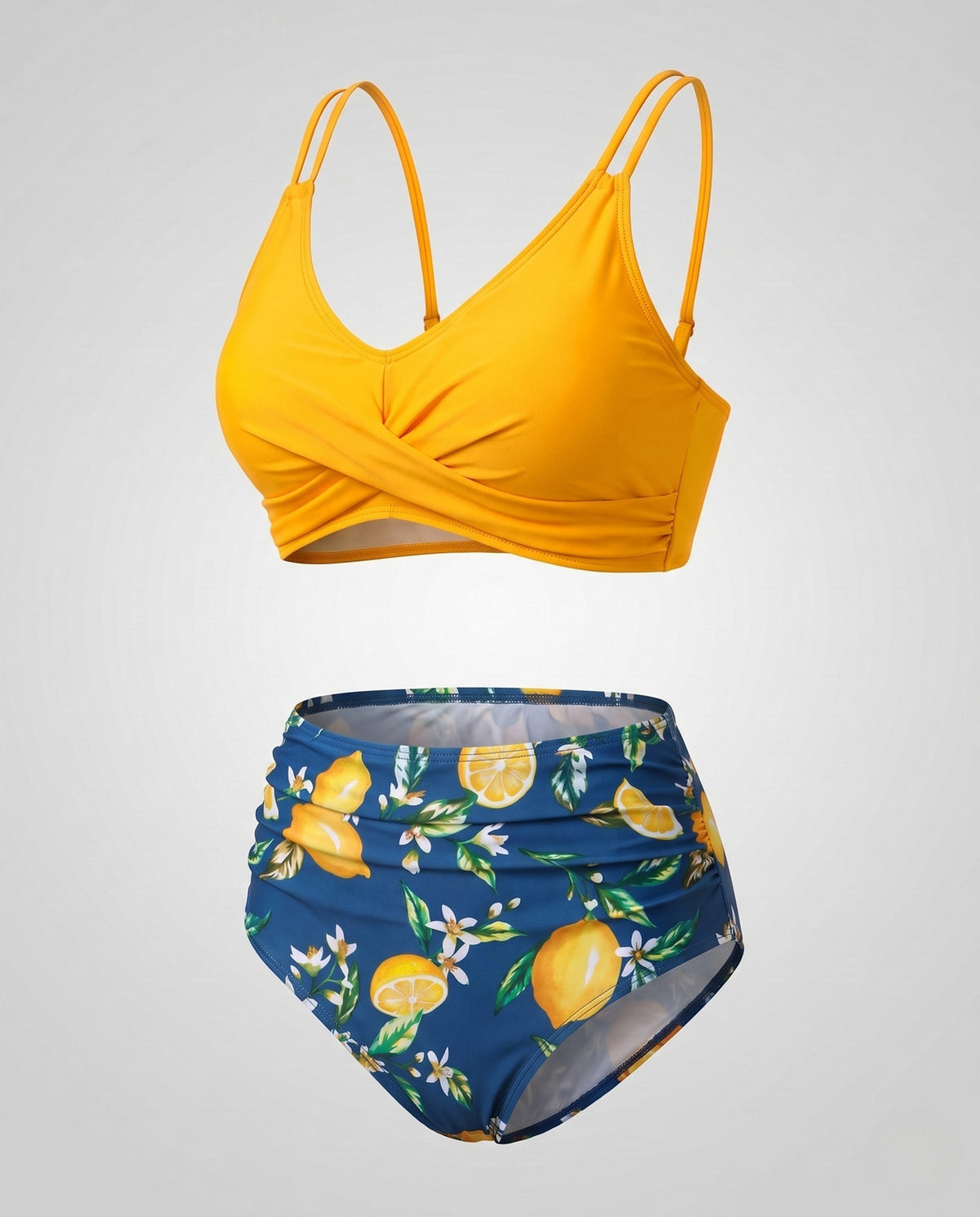 Bikini with High Waist and Ruched Top for Women