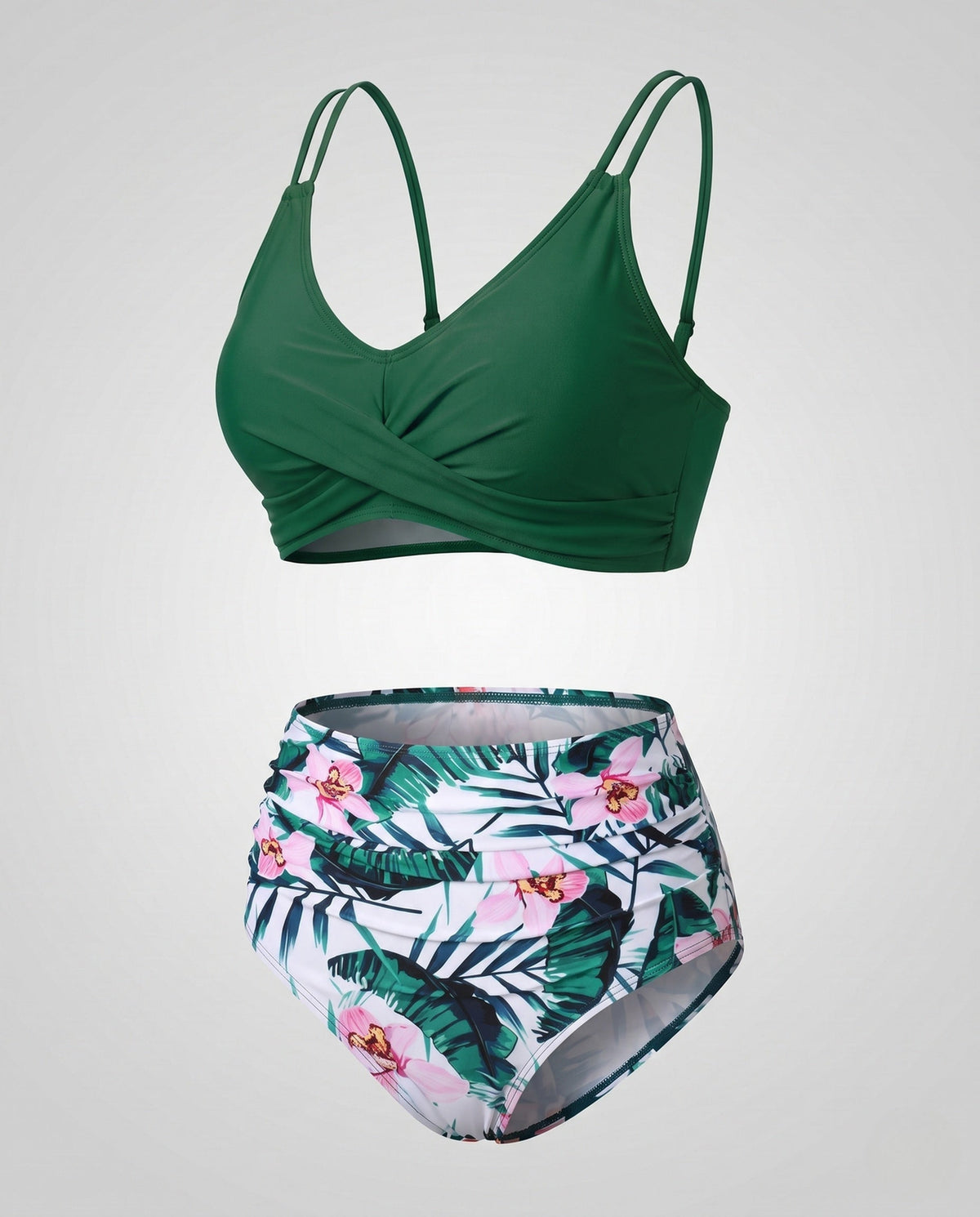 Bikini with High Waist and Ruched Top for Women