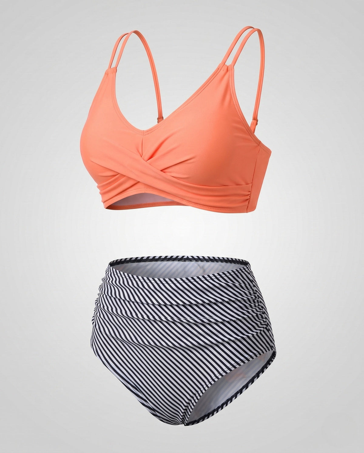 Bikini with High Waist and Ruched Top for Women