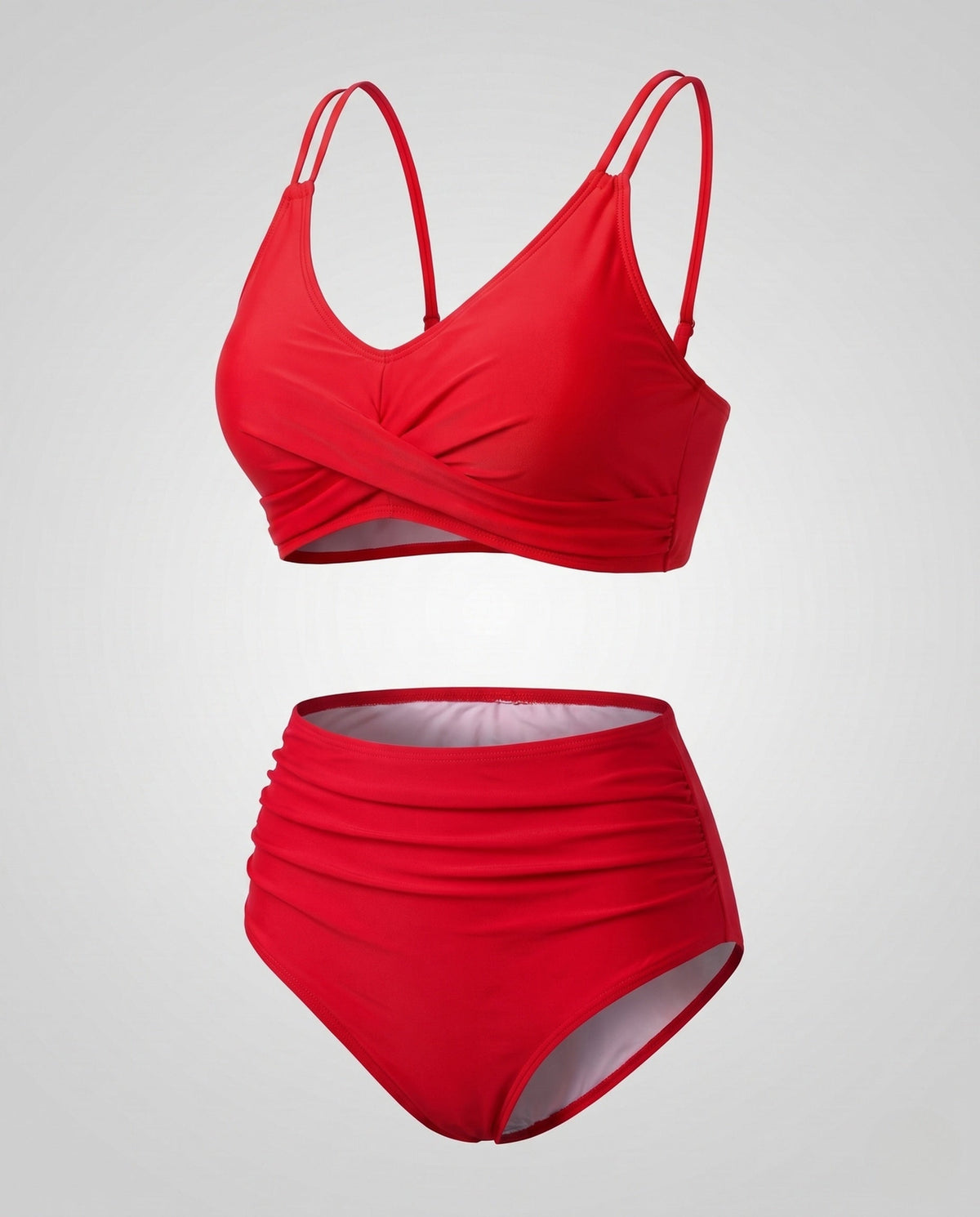 Bikini with High Waist and Ruched Top for Women