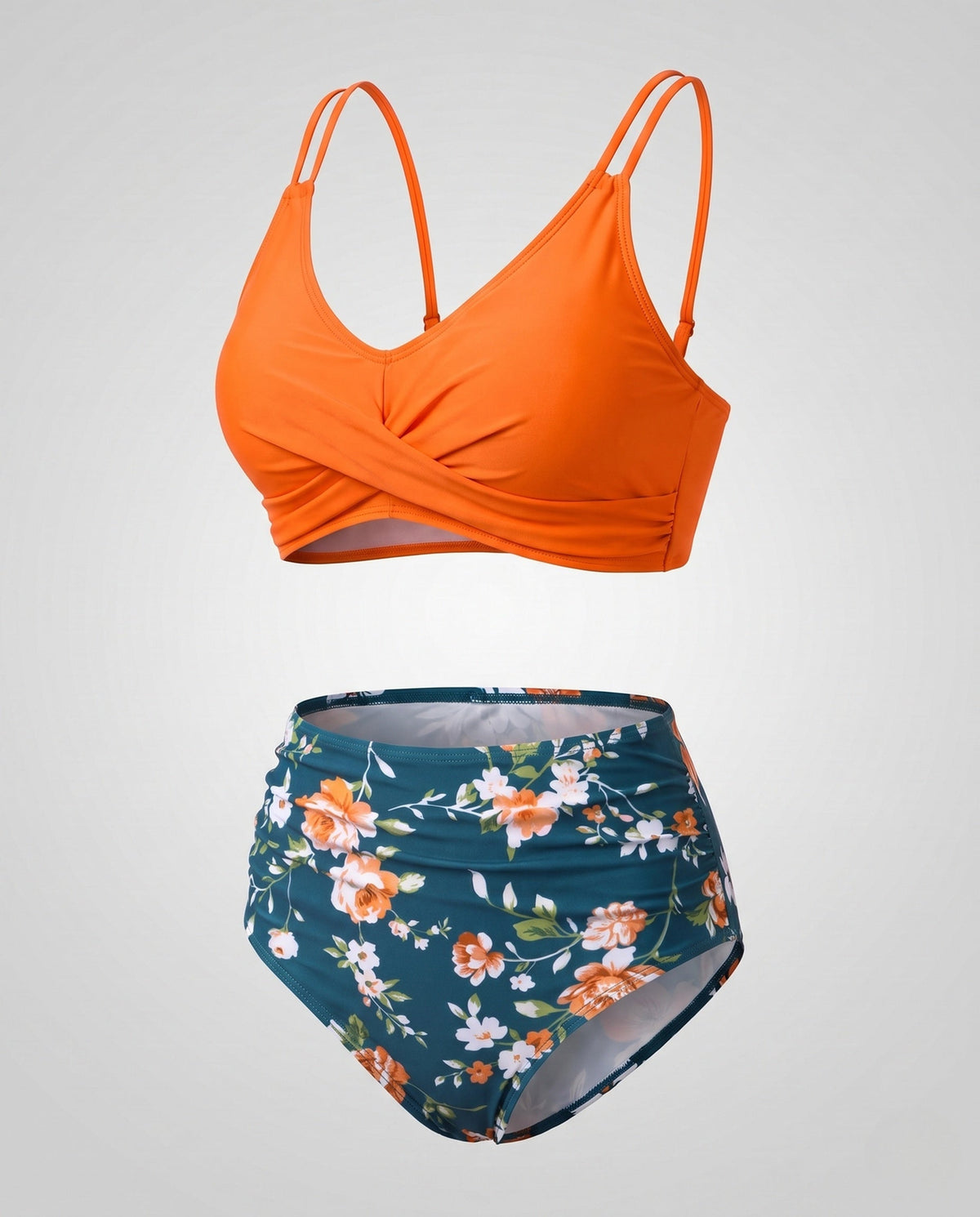 Bikini with High Waist and Ruched Top for Women