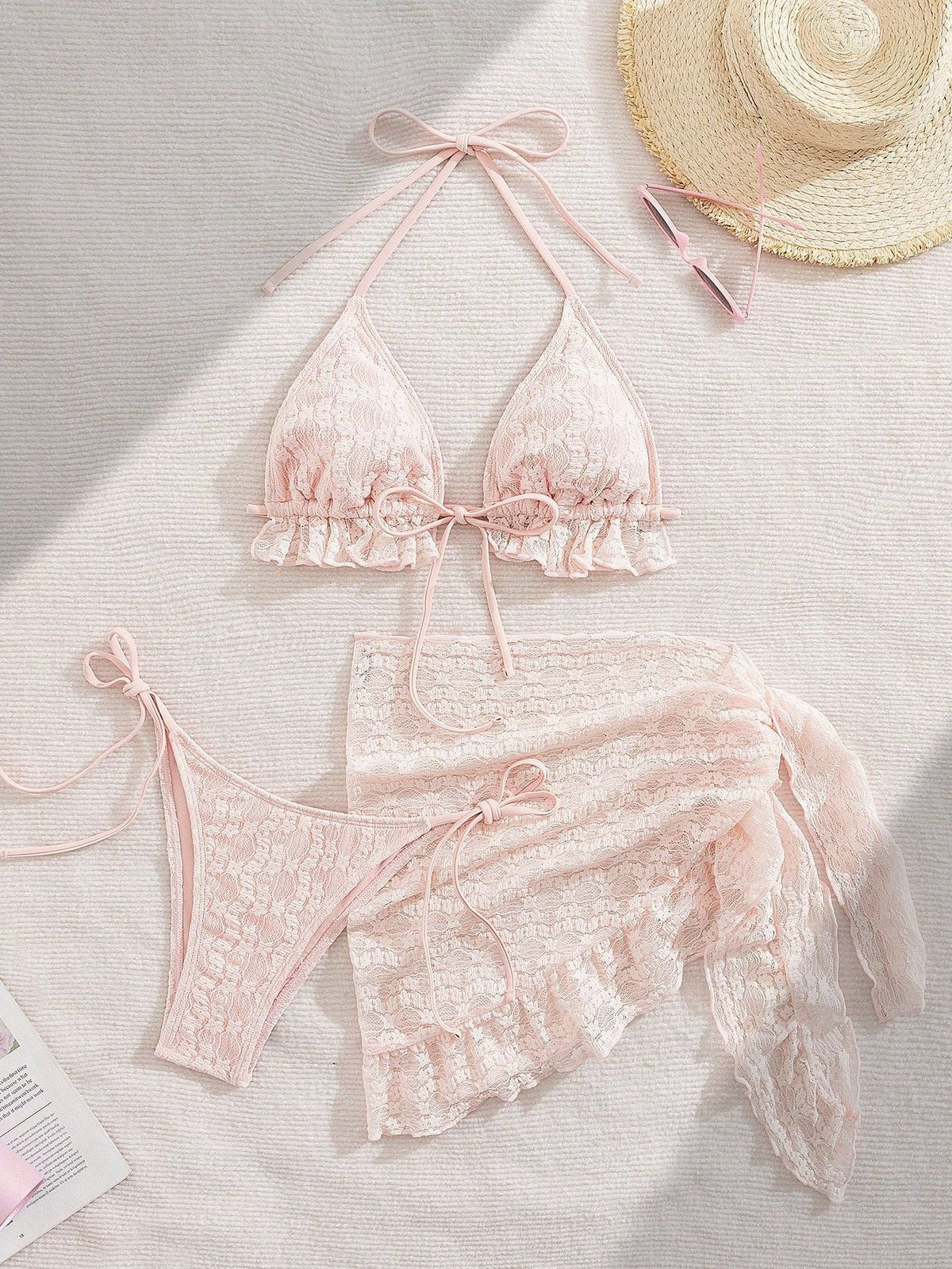 Bikini with Ruffle Details and Wrap Skirt for Women