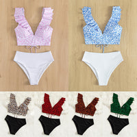 Bikini with Ruffled Straps and Adjustable Ties for Women