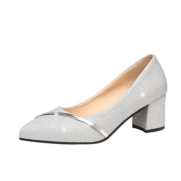 Block Heels with Shimmering Uppers for Women