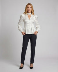 Blouse with Peplum and Balloon Sleeves for Women
