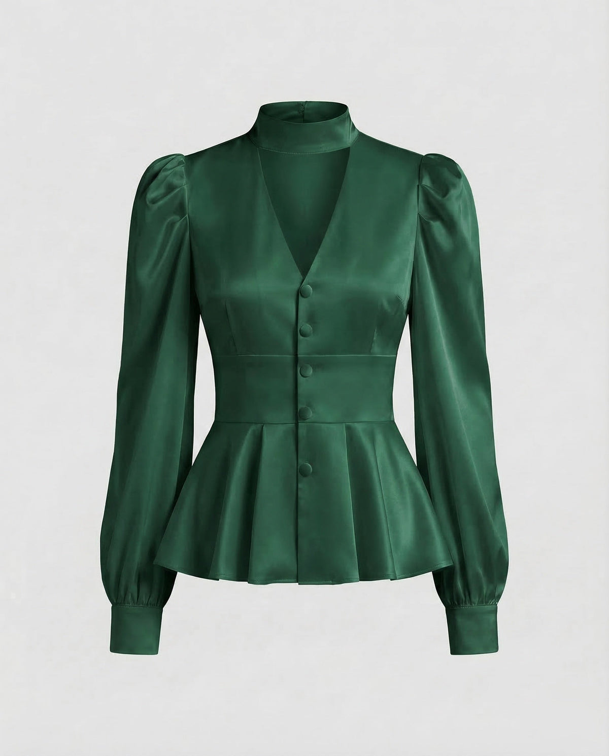 Blouse with Peplum and Balloon Sleeves for Women