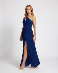 Cocktail Dress with One-Shoulder Neckline and Slit for Women