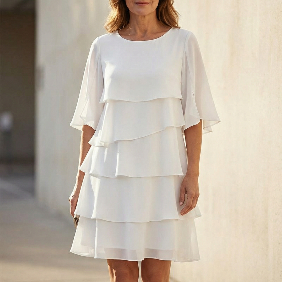 Dresses with Tiered Ruffles and Flutter Sleeves for Women