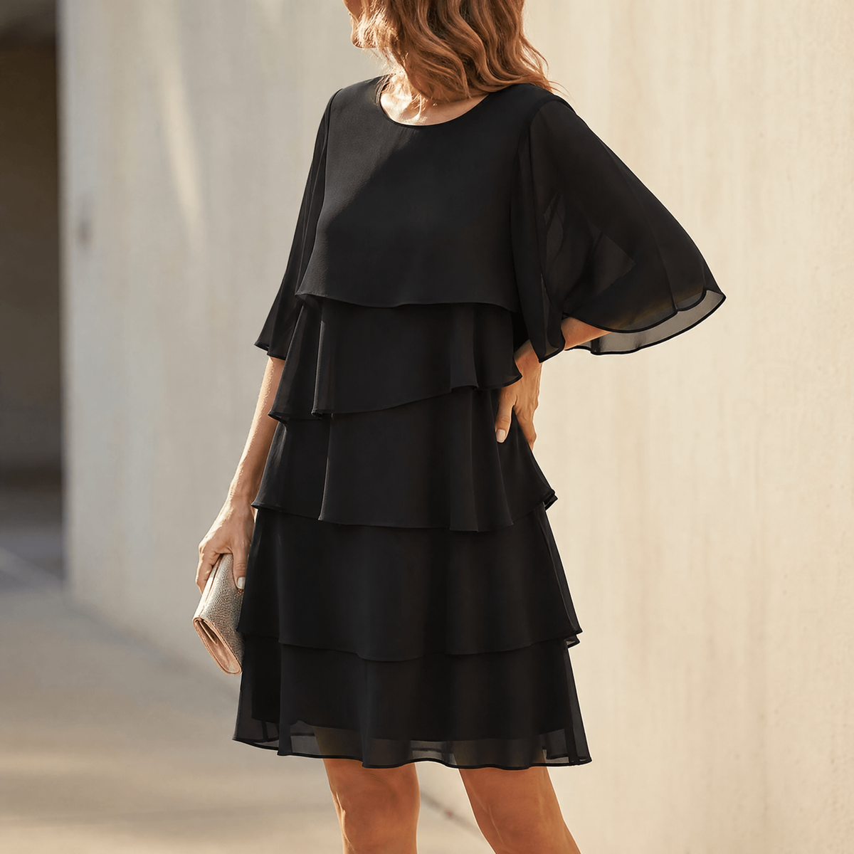 Dresses with Tiered Ruffles and Flutter Sleeves for Women