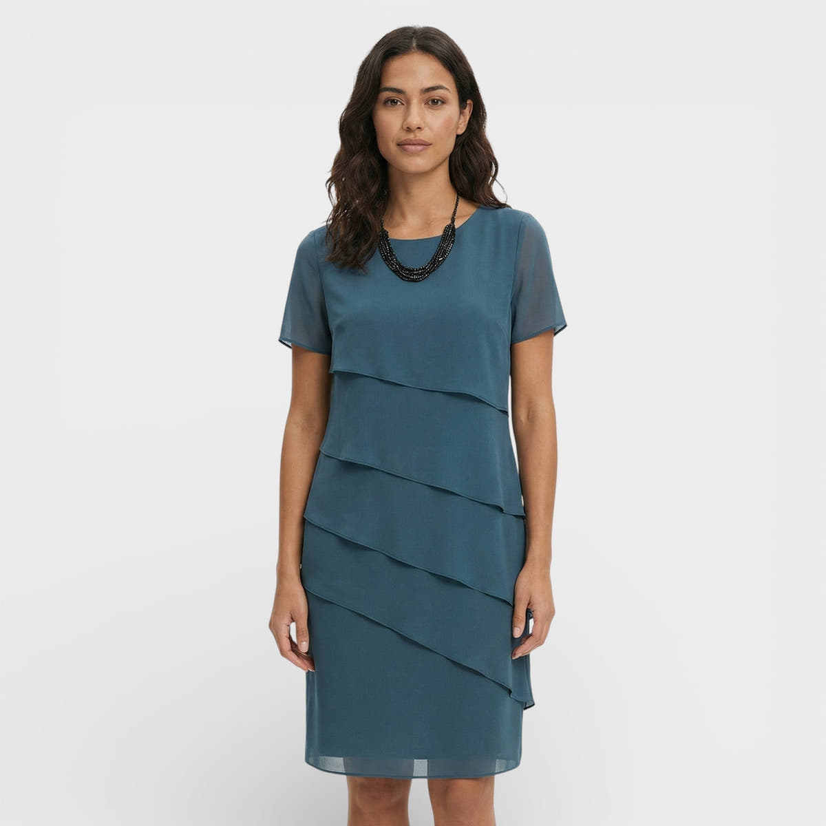 Formal Dress with Asymmetric Layered Ruffles for Women